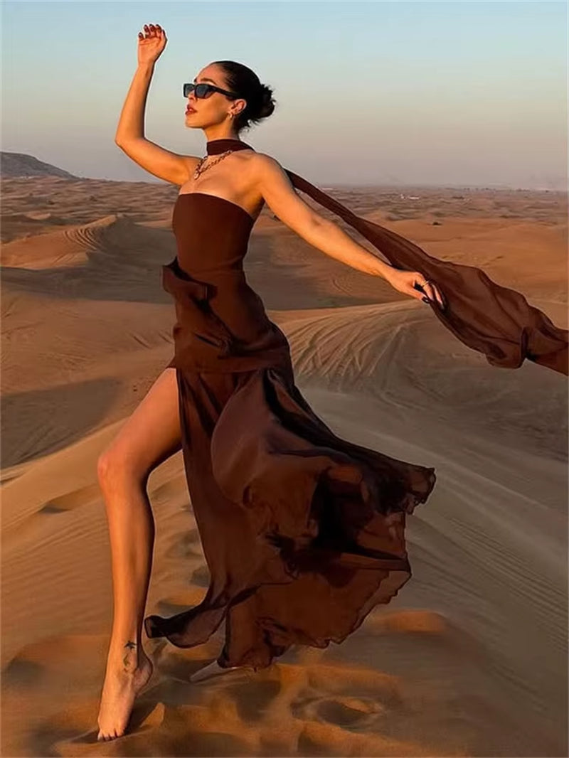 Summer Female with Ribbon Long Dress Elegant Mesh Backless Patchwork Slim Fashion Party Dress Gown Women'S Bodycon Dress